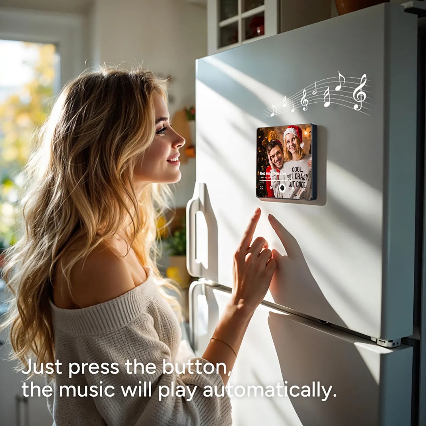 Custom Music Fridge Magnet, Personalized Photo & Music Fridge Magnet, Play Whole Song Music Box, Anniversary Gift for Him, Mother's Day Gift