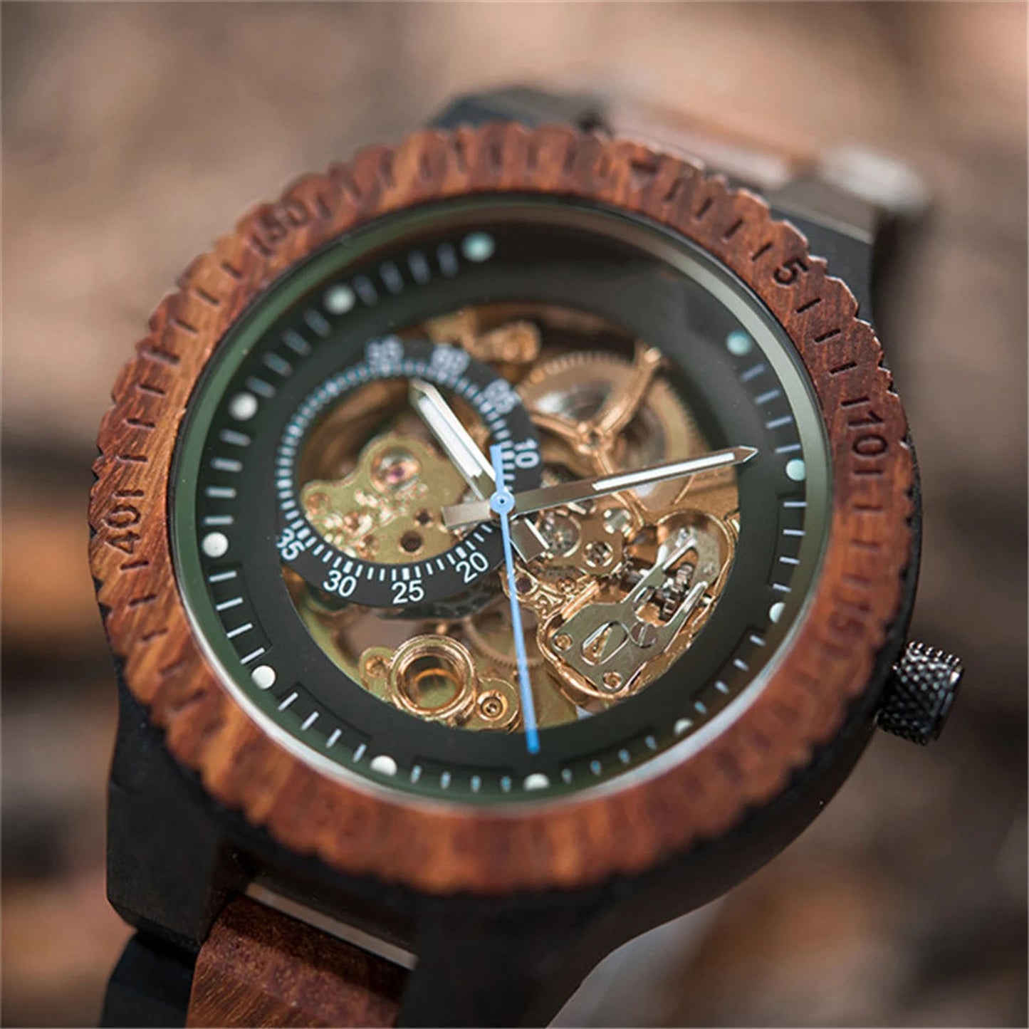 Engraved Watch | Personalized Gift for Him, Anniversary Gifts | Automatic Watch | Wood Watch | Engraved Wood Watch for Men, 5th Anniversary