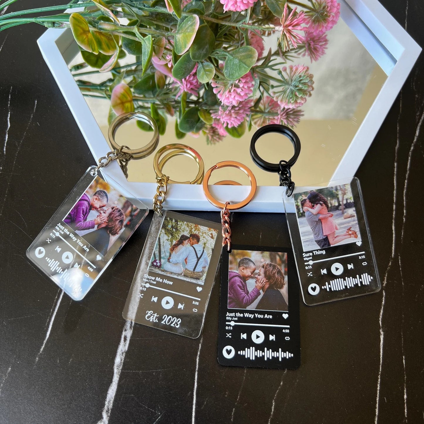 Personalized Music Photo Keychain / Custom Music Photo Keyring | Customizable Photo Gift for Him/Her | Memory Keepsake Key Ring. Christmas
