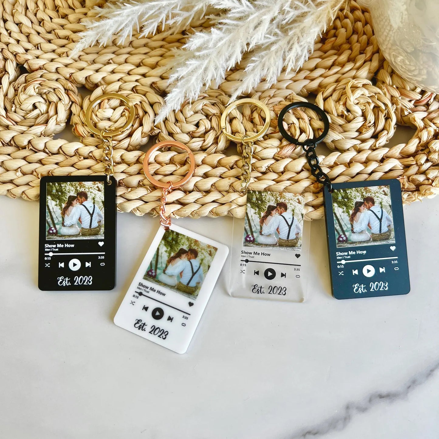 Personalized Music Photo Keychain / Custom Music Photo Keyring | Customizable Photo Gift for Him/Her | Memory Keepsake Key Ring. Christmas