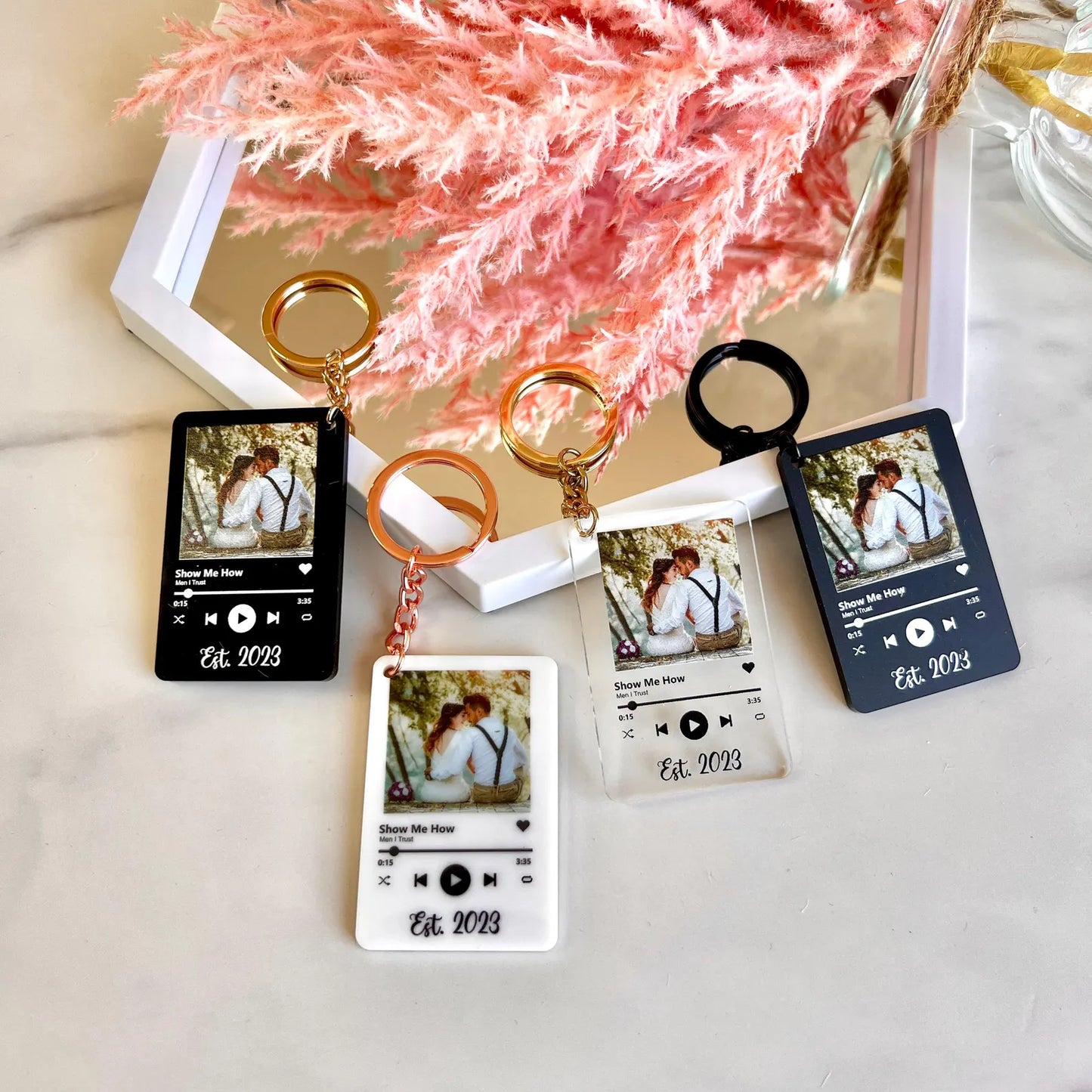 Personalized Music Photo Keychain / Custom Music Photo Keyring | Customizable Photo Gift for Him/Her | Memory Keepsake Key Ring. Christmas