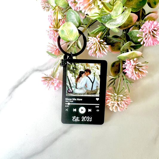 Personalized Music Photo Keychain / Custom Music Photo Keyring | Customizable Photo Gift for Him/Her | Memory Keepsake Key Ring. Christmas