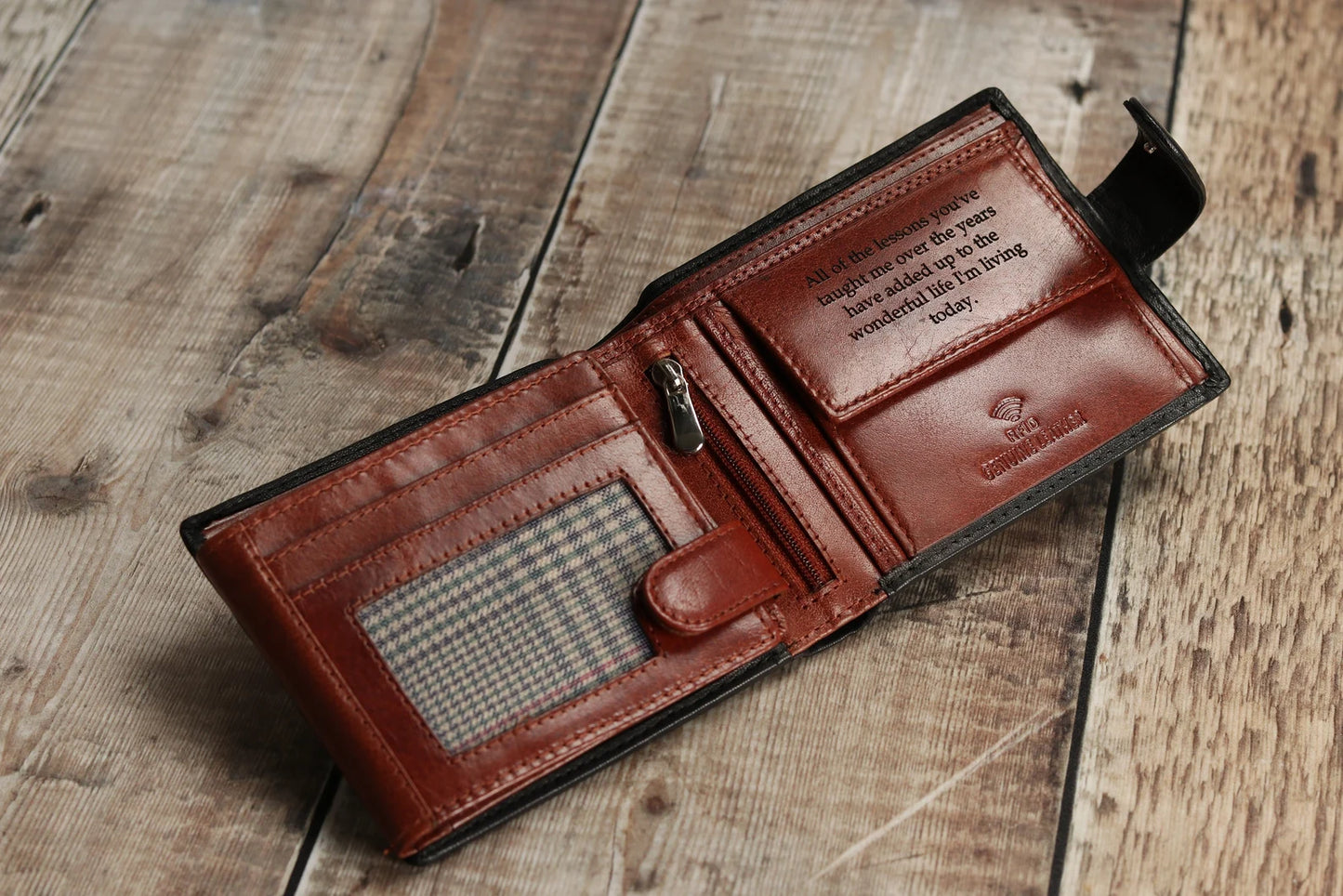 Personalized men's wallet, real soft black leather wallet, personalized carved gifts,
