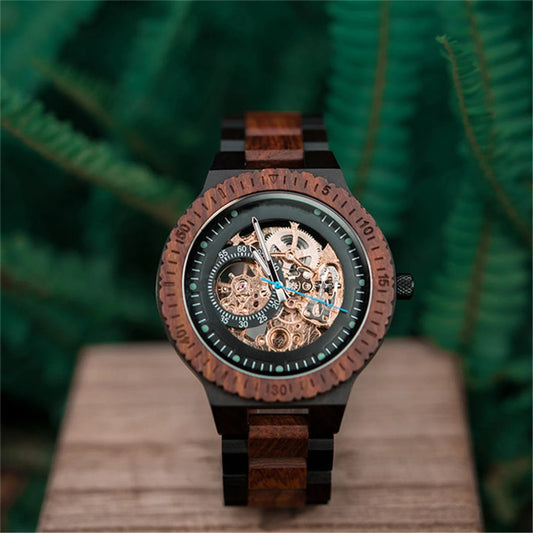 Engraved Watch | Personalized Gift for Him, Anniversary Gifts | Automatic Watch | Wood Watch | Engraved Wood Watch for Men, 5th Anniversary