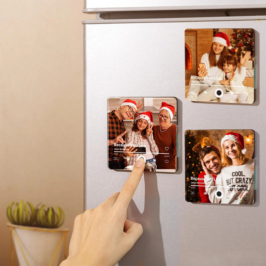 Custom Music Fridge Magnet, Personalized Photo & Music Fridge Magnet, Play Whole Song Music Box, Anniversary Gift for Him, Mother's Day Gift