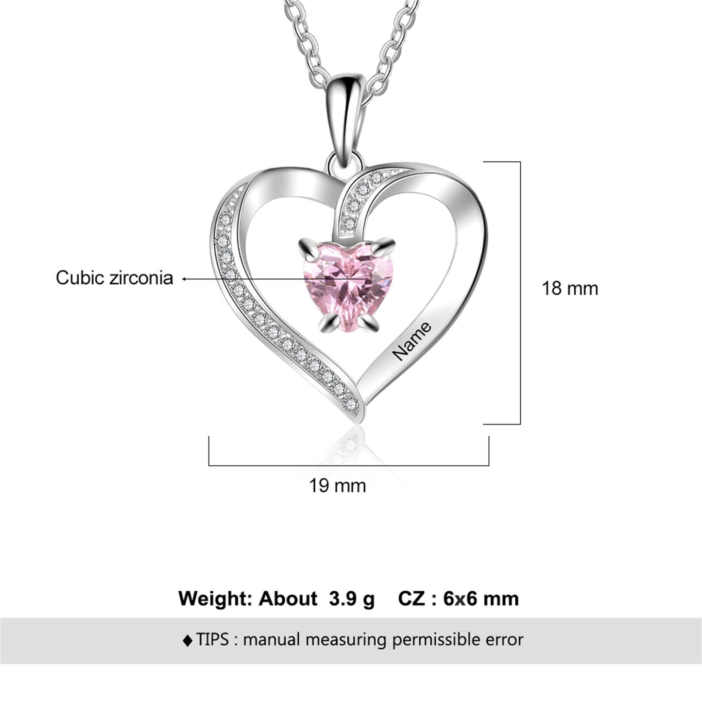 Personalized Birthstone Necklace With Heart,Sterling Silver Heart Name Necklace,Mothers Day Gift,Multiple Birthstone, Gift for Mom