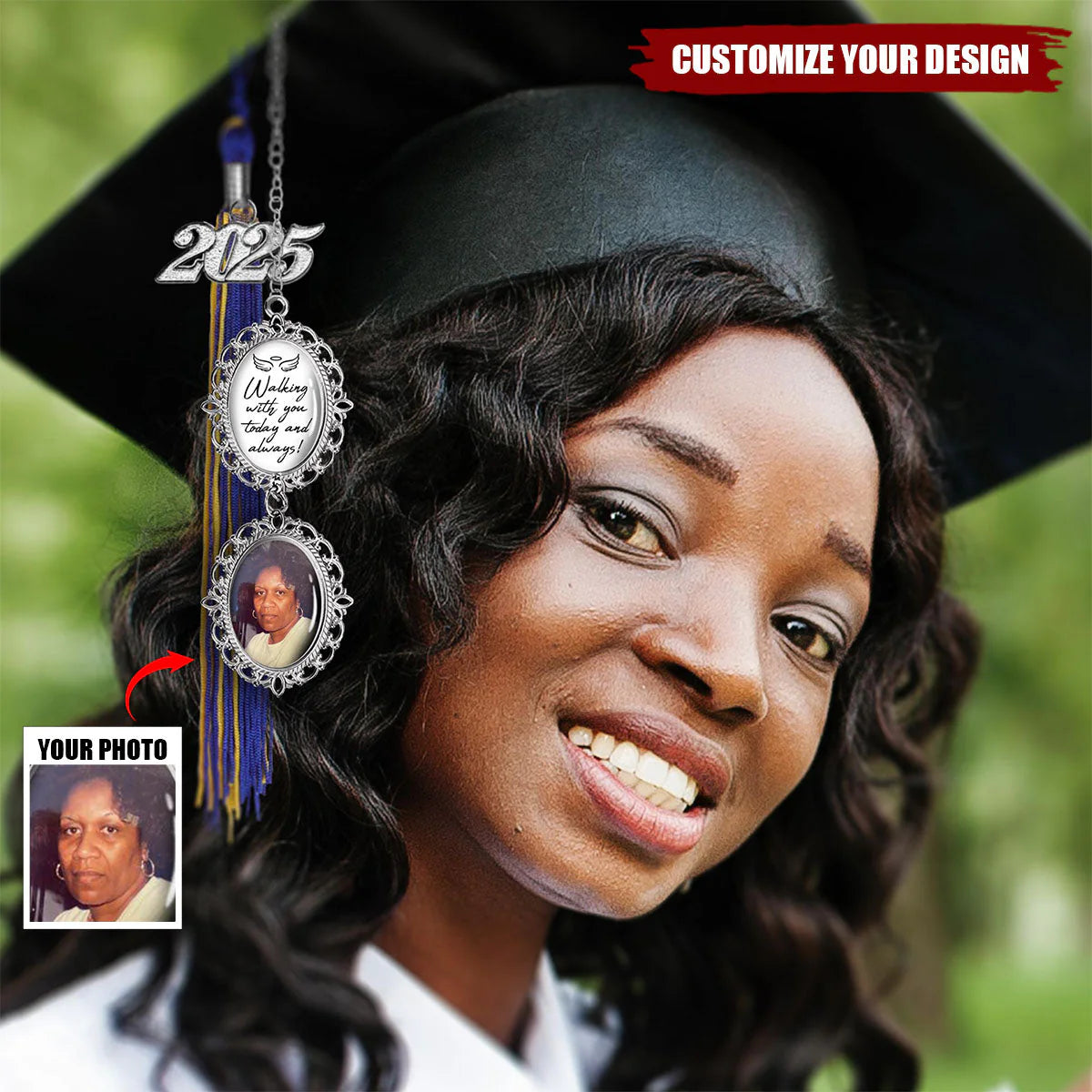 Walking With You - Custom Graduation Tassel Photo Charm