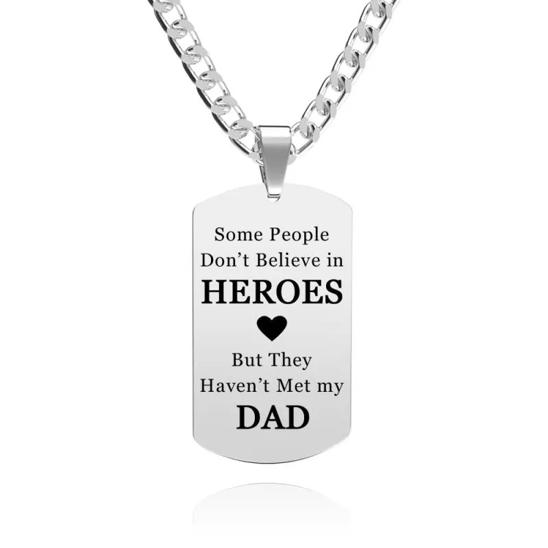Personalized Photo Engraved Necklace Stainless Steel Gift for Dad