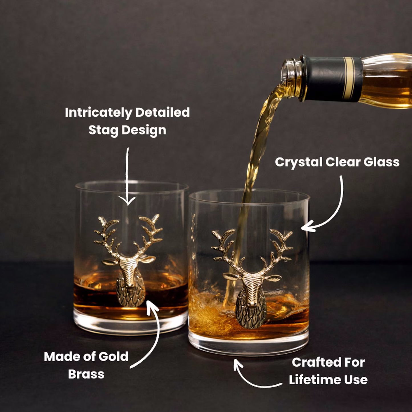 Deer Whiskey Glasses Set Old Fashioned Glasses Whiskey Glass Whiskey Gifts for Him Stag Glasses Gifts Christmas Gifts Whiskey Gift For Dad