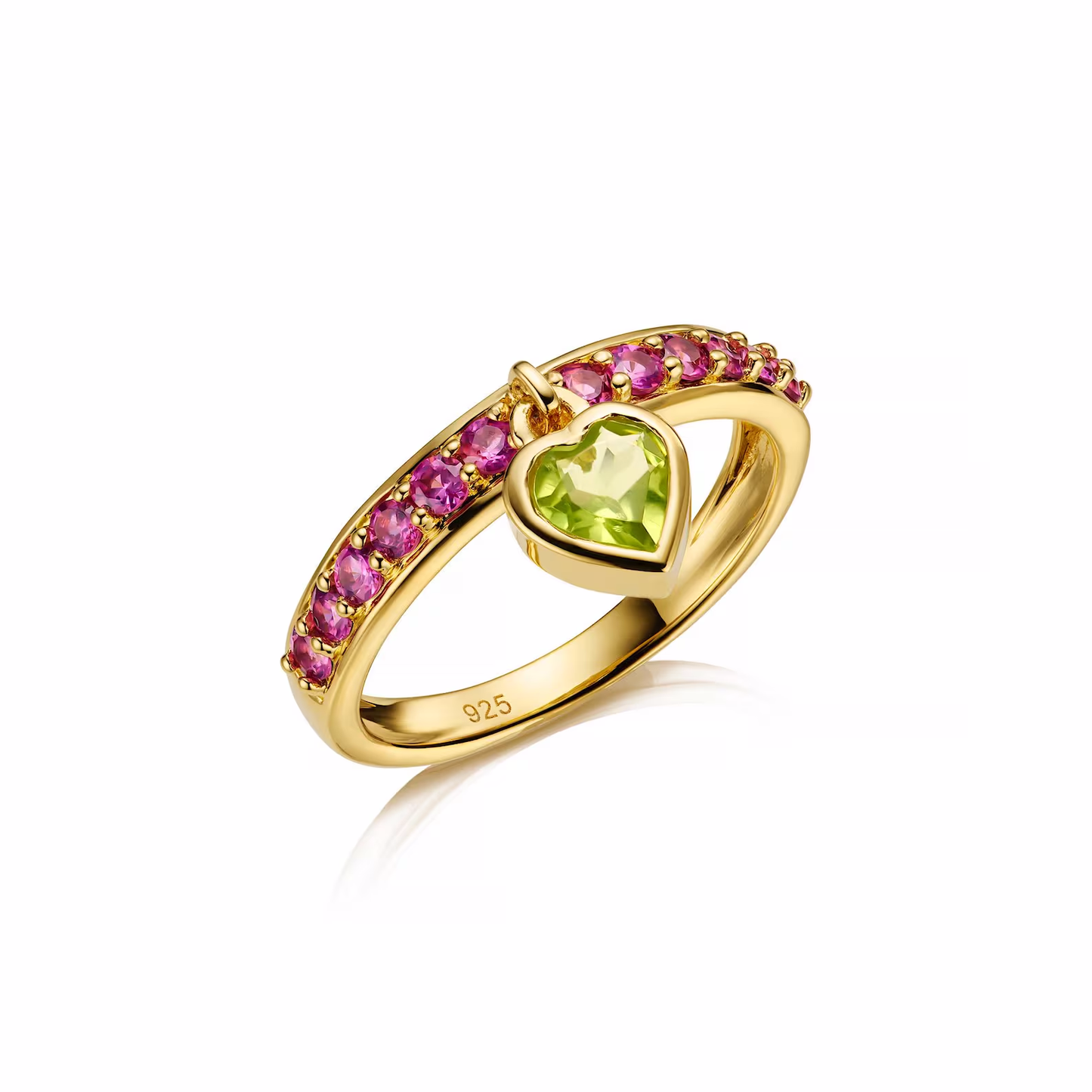 Garnet & Black Onyx Heart Charm Ring Charm Ring | Real Gemstones