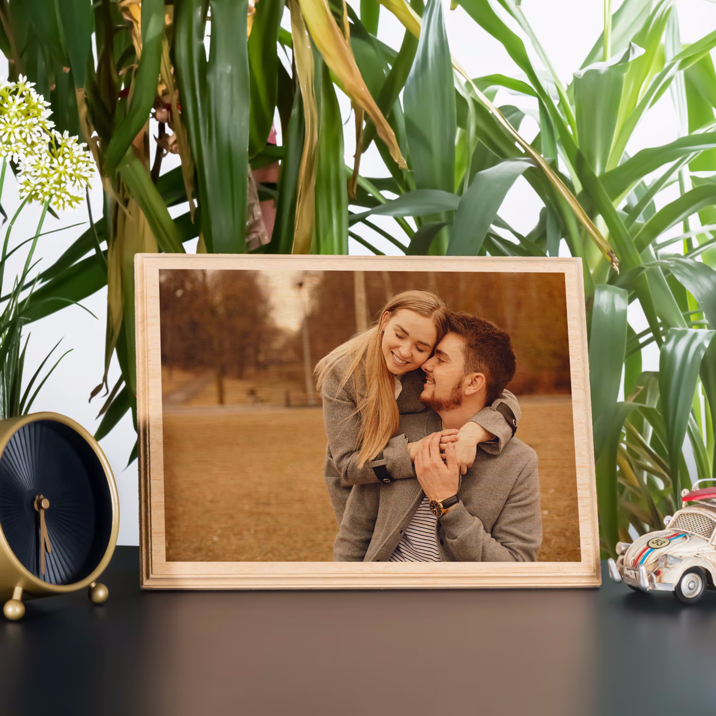 Personalized Couple Portrait Photo, Christmas Photo Gift, Custom Photo on Wood, Engraved Photo on Wood Watercolor Style, Custom Wall Art.