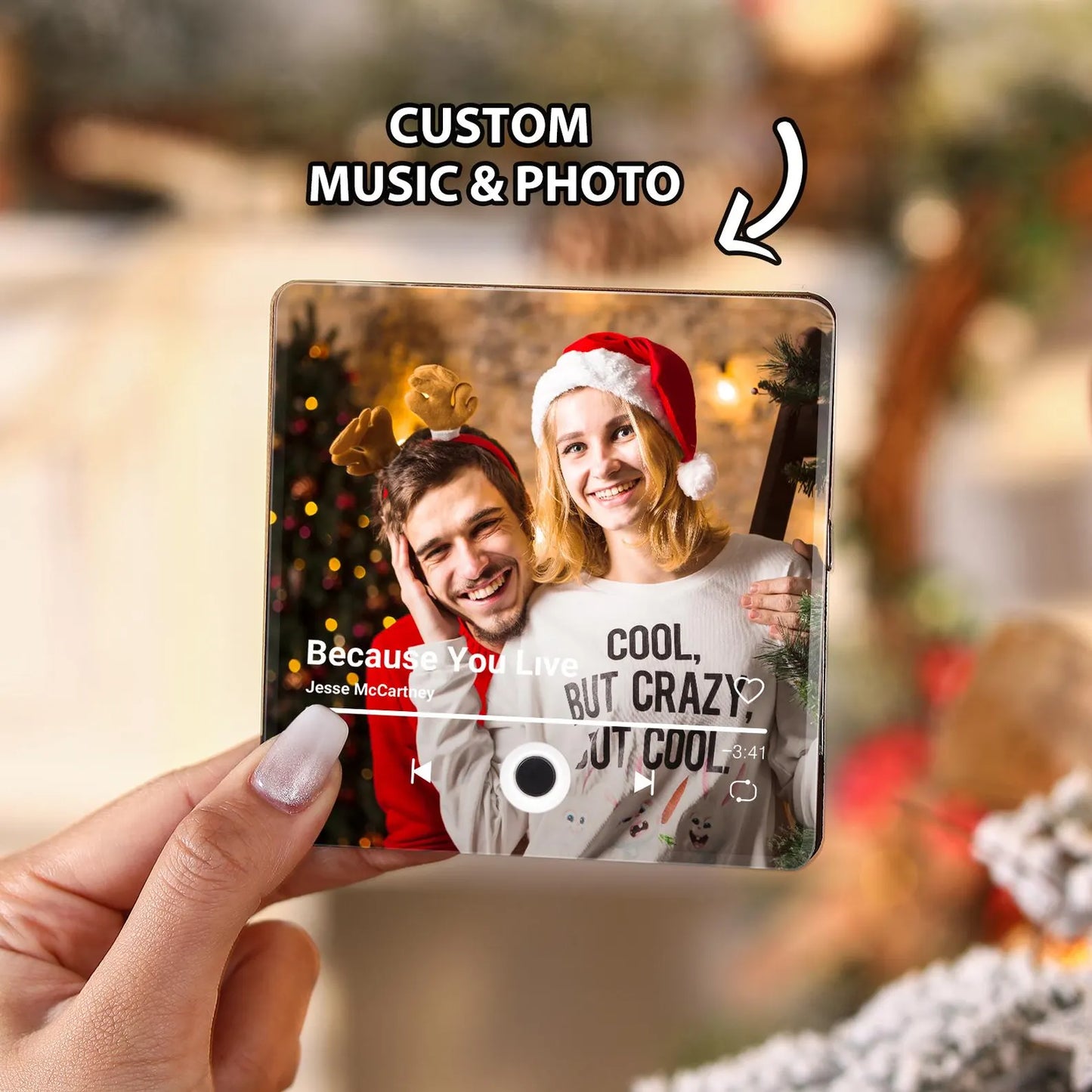 Custom Music Fridge Magnet, Personalized Photo & Music Fridge Magnet, Play Whole Song Music Box, Anniversary Gift for Him, Mother's Day Gift