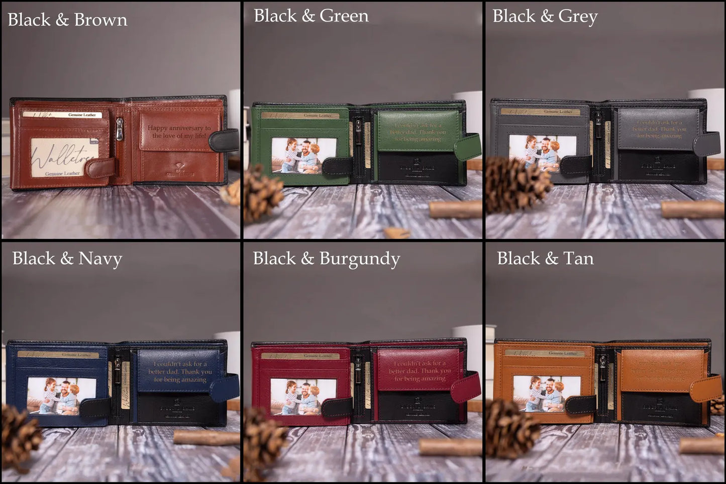 Personalized men's wallet, real soft black leather wallet, personalized carved gifts,