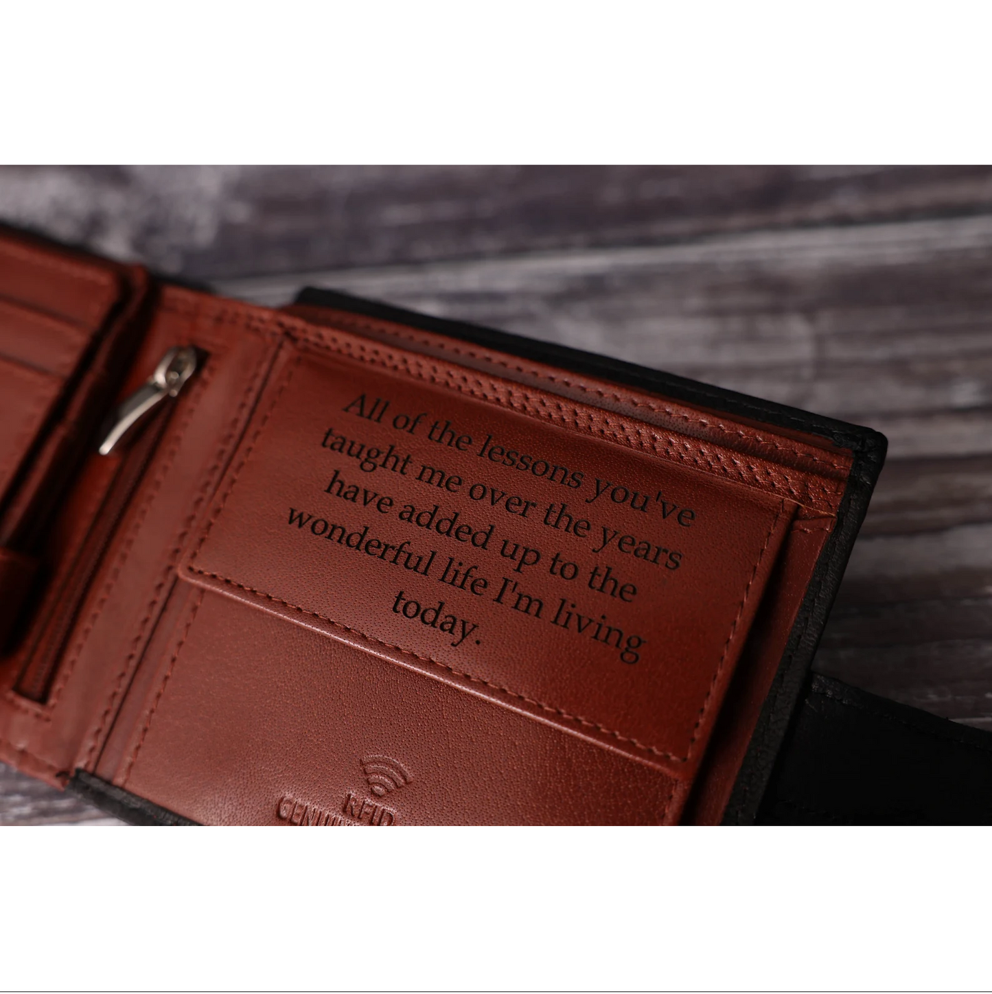 Personalized men's wallet, real soft black leather wallet, personalized carved gifts,