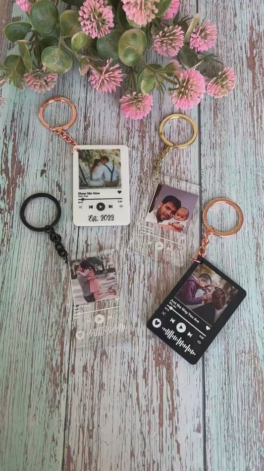 Personalized Music Photo Keychain / Custom Music Photo Keyring | Customizable Photo Gift for Him/Her | Memory Keepsake Key Ring. Christmas